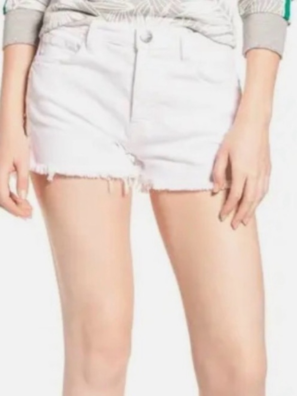 $168 Current/Elliot White Frayed Hem Women's Denim Shorts -30